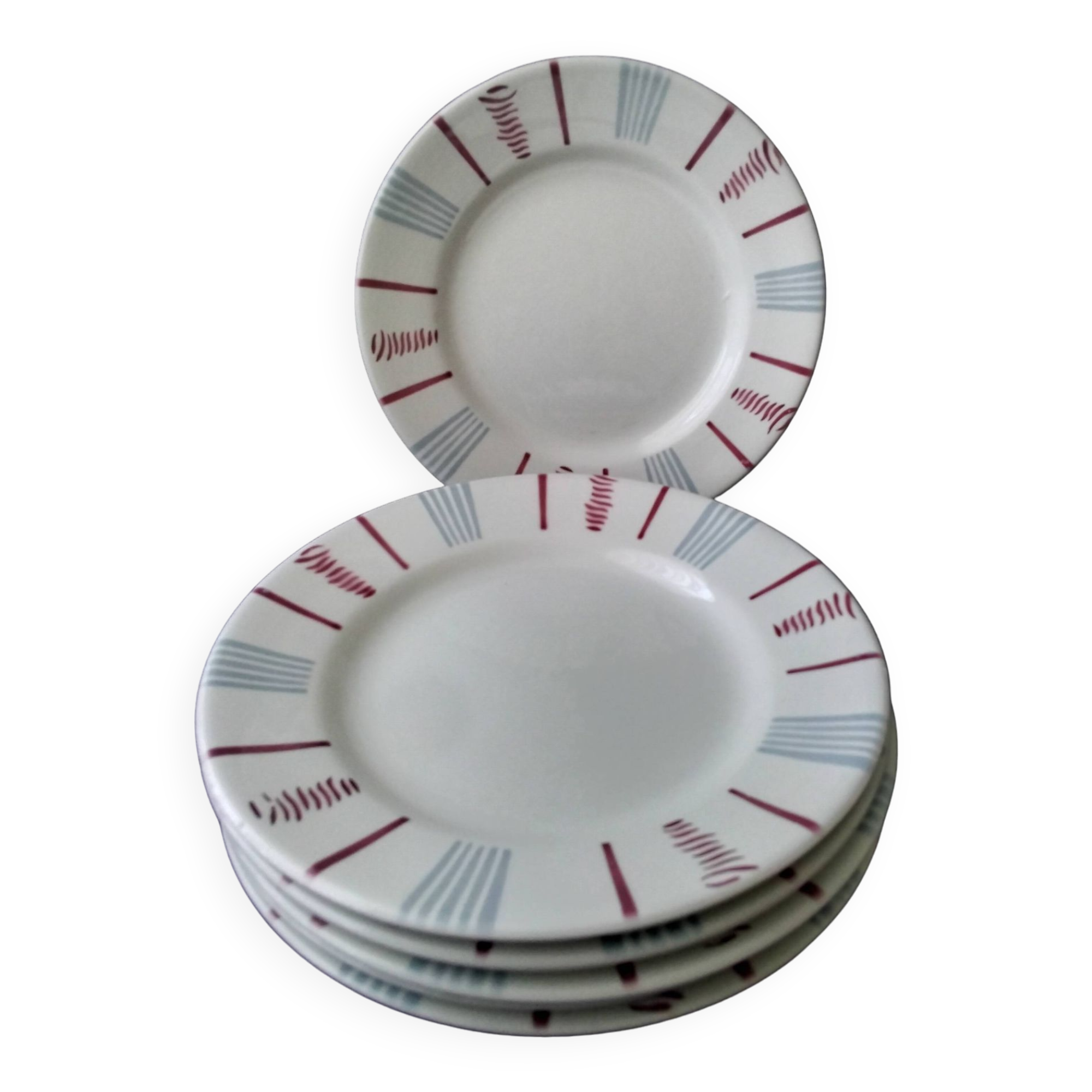 6 Sarreguemines earthenware dessert plates Neuilly model