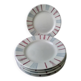 6 Sarreguemines earthenware dessert plates Neuilly model