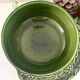 Christmas serving bowl, French BCI holly ceramic bowl, green glazed