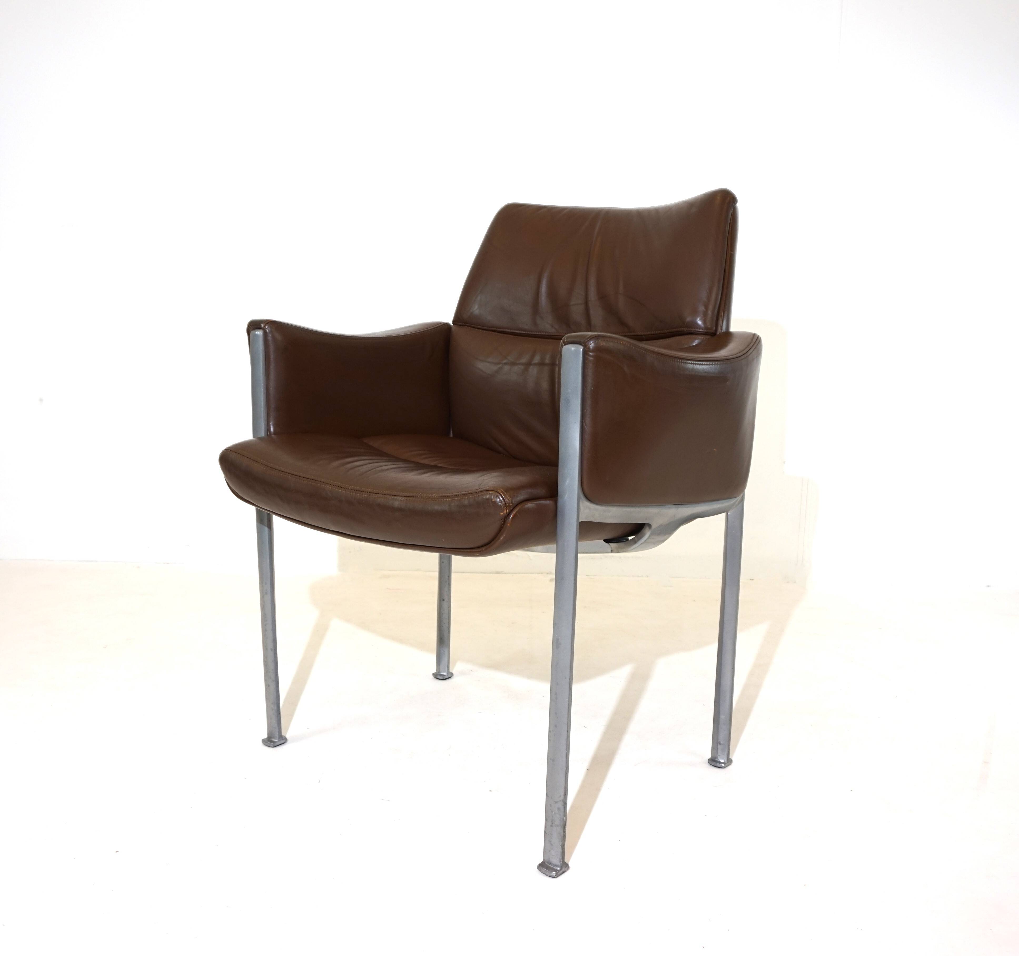 Röder Söhne Set of 3 leather office/dining room chairs by Miller Borgsen