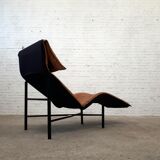 Cognac leather long chair, 'Skye' model by Tord Bjorklund, Sweden 1970s