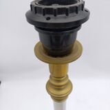 Brass and chrome-plated steel lamp base.