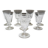 8 anciens verres à pied en cristal de style Caton