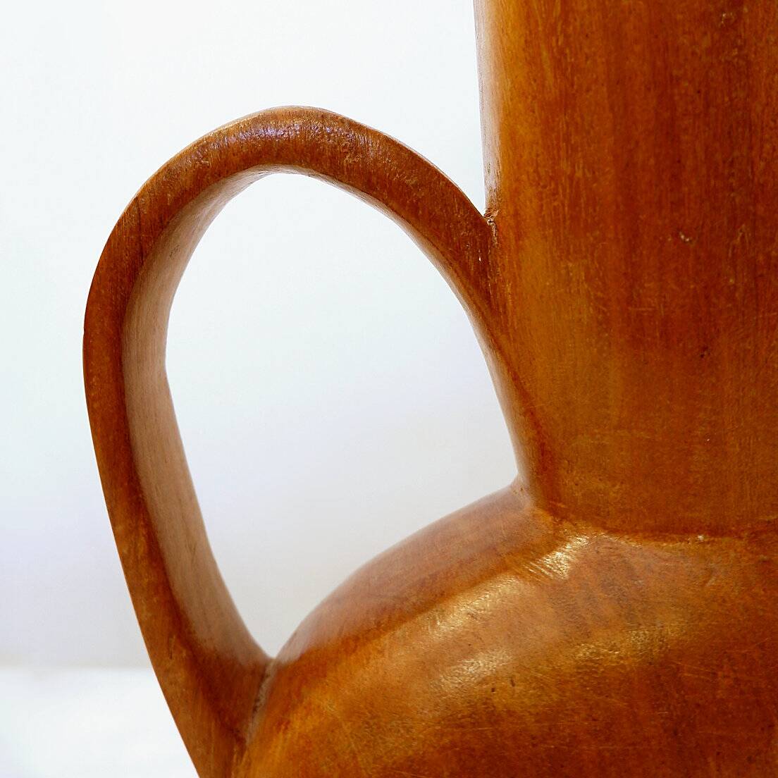 Scandinavian vintage carved teak vase, 1960