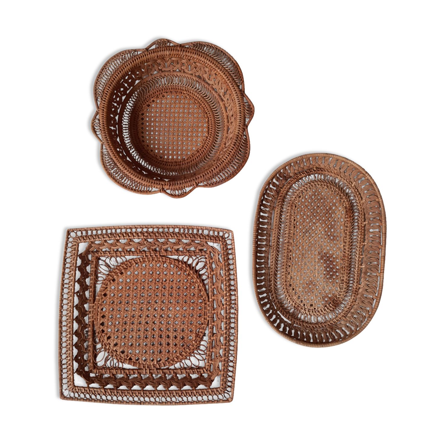 3 finely braided baskets