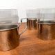 Vintage tea glasses RDA from East Germany by MUQ, Metallwarenfabrik Union Quedlinburg, set of 4.