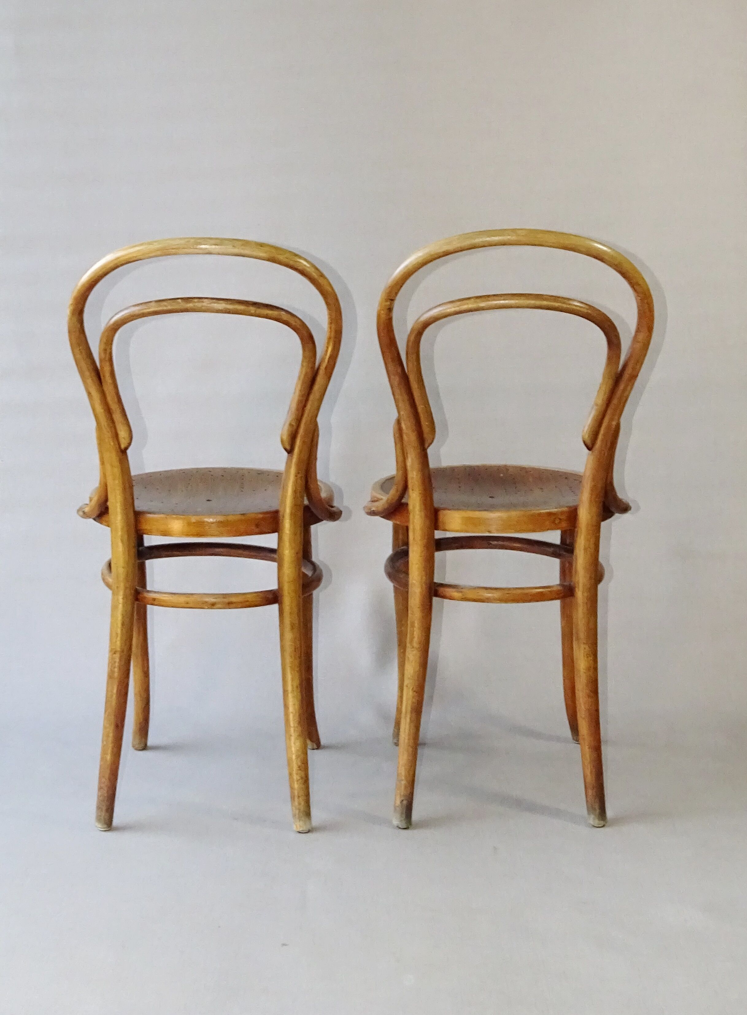 2 chairs n°14 - 1/2 by Kohn 1905, perforated wooden seats