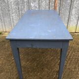 Reconstruction period oak table with 1 drawer painted blue.