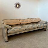 Ancien canapé Maralunga 3 places design italien des années 70 Cassina tissu patchwork