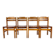 Set of 4 Vintage Pine Chairs, France, 1970s