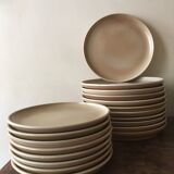 Lot of 11 dinner plates in beige sandstone Niderviller