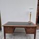 Louis XVI style minister's desk in solid walnut, 4 drawers, old manufacture