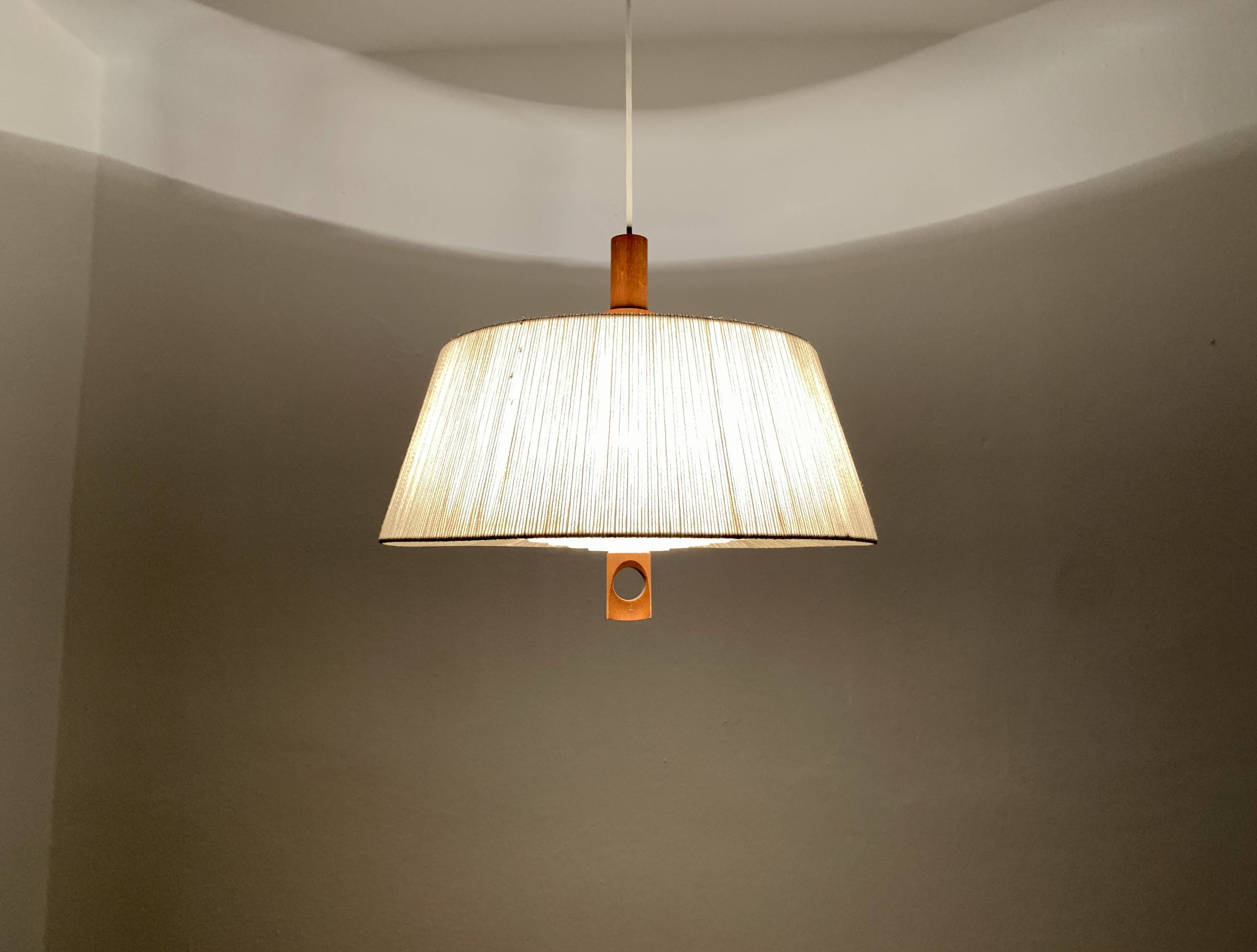 Raffia Bast and Walnut Pendant Lamp by Temde