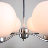 Lustre vintage en chrome et opaline, italie, 1970s