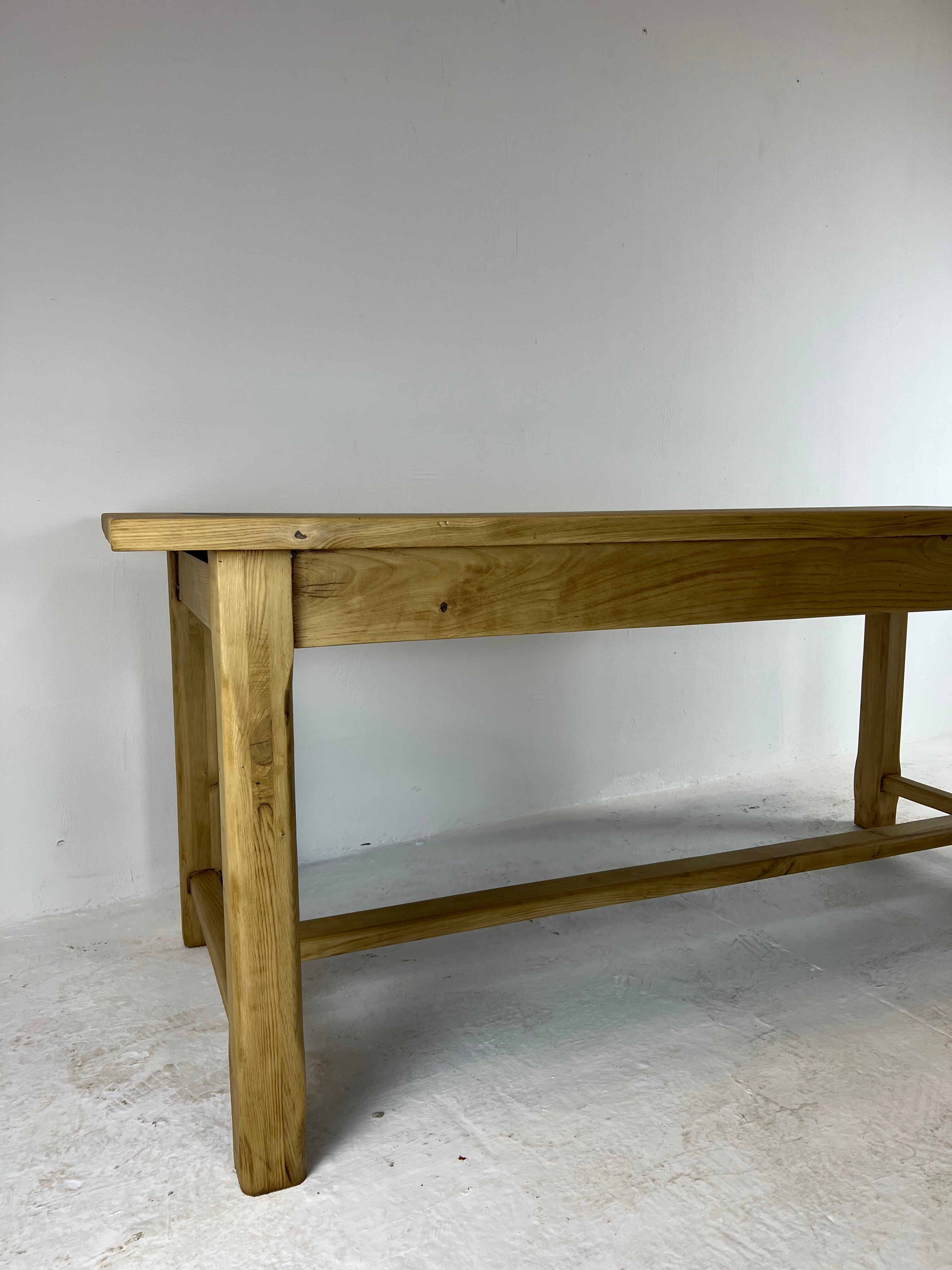 Oak farmhouse table, black top