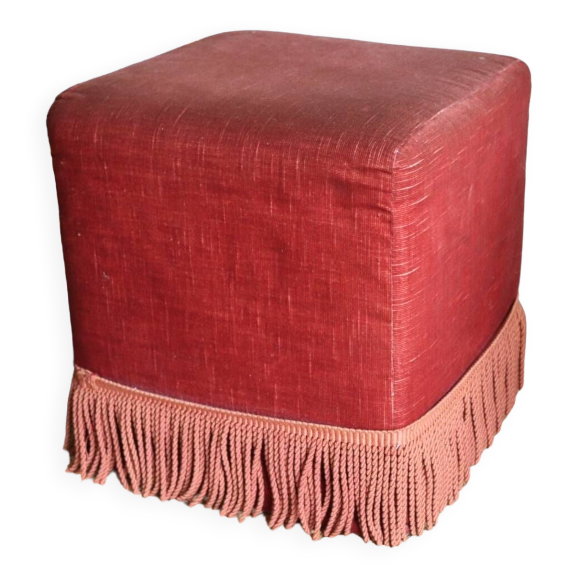 60s pink velvet pouf