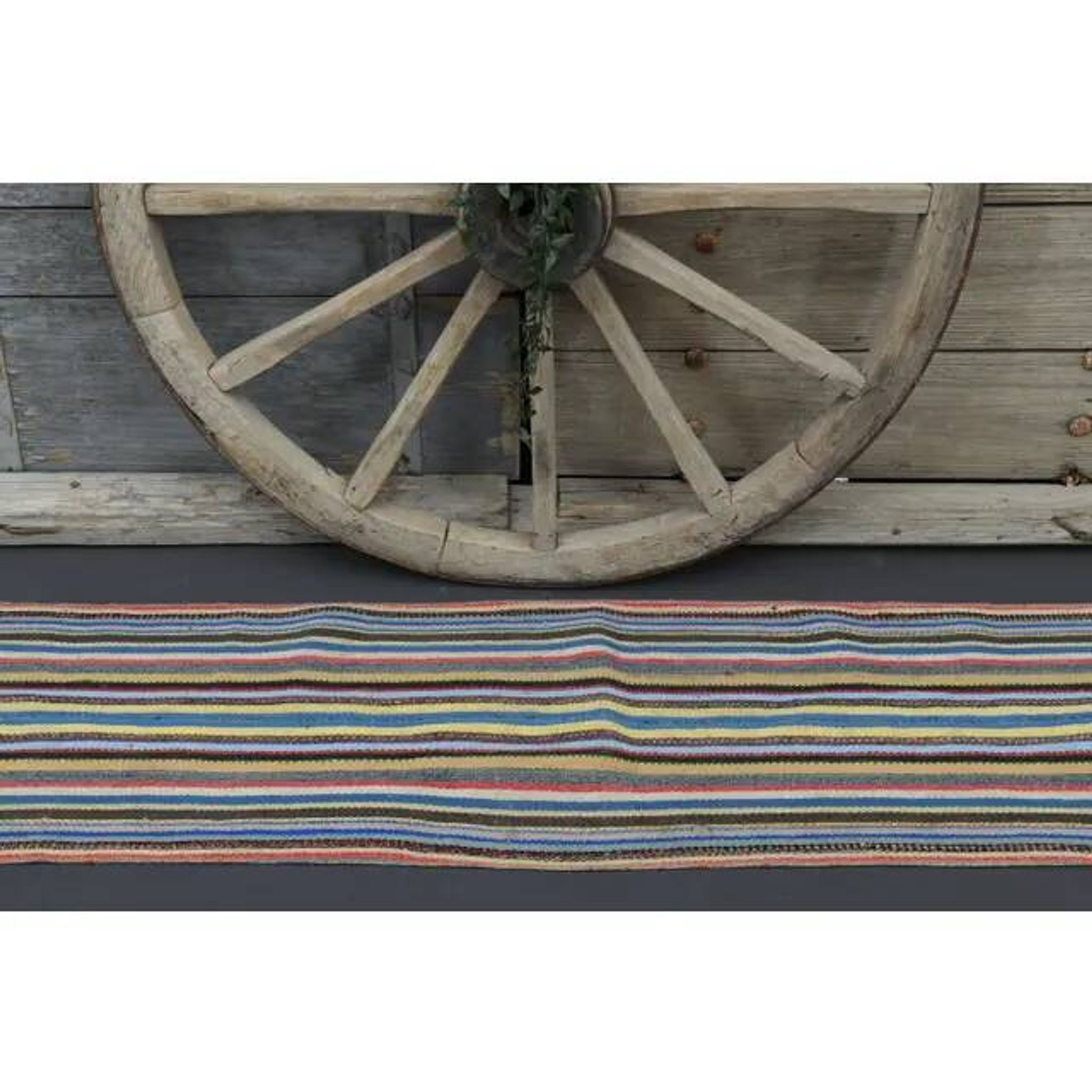 1970s Vintage Turkish Oushak Handmade Wool Cotton Blue Runner Rug 56x229