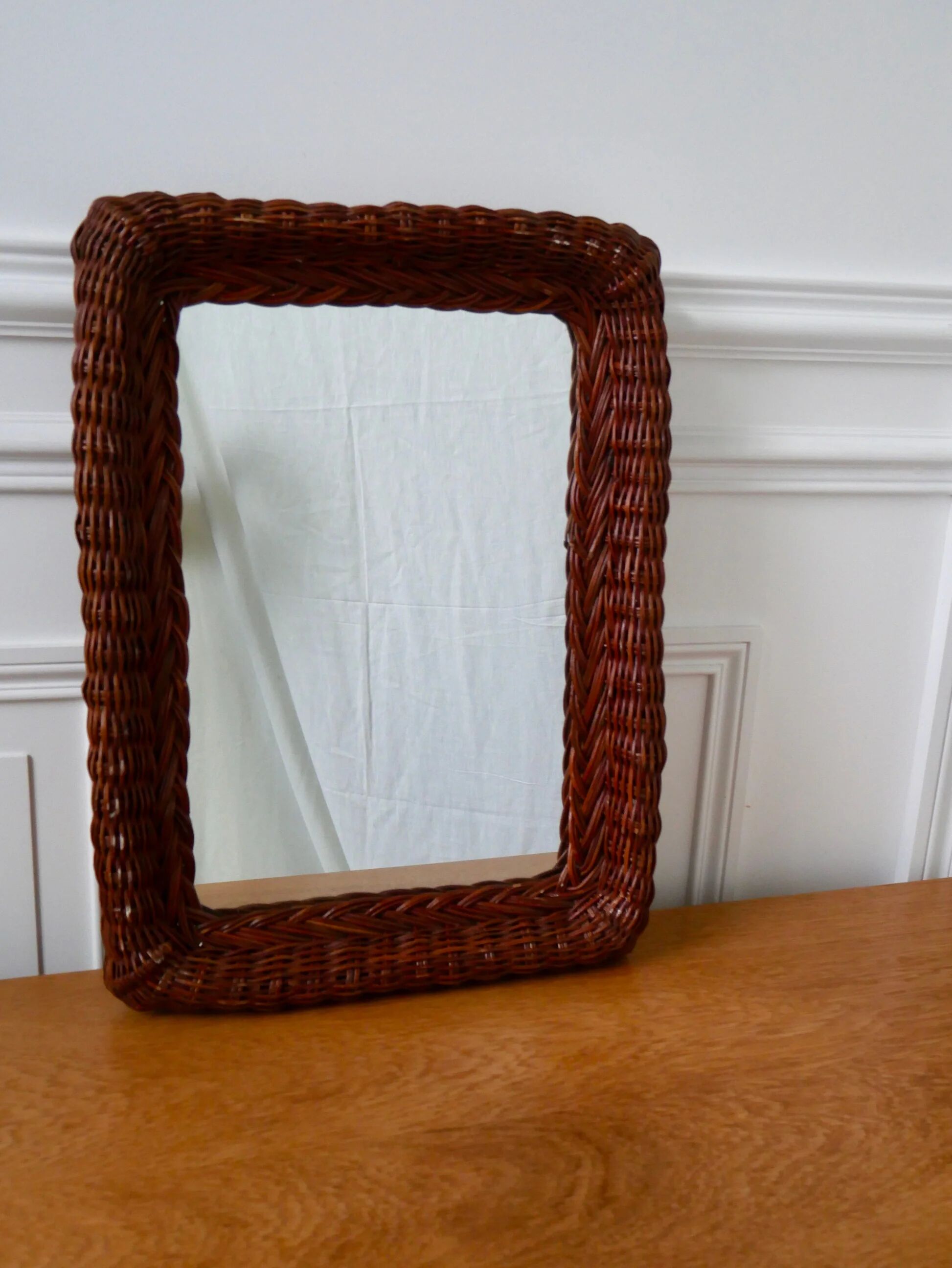 Vintage 1960s rattan mirror