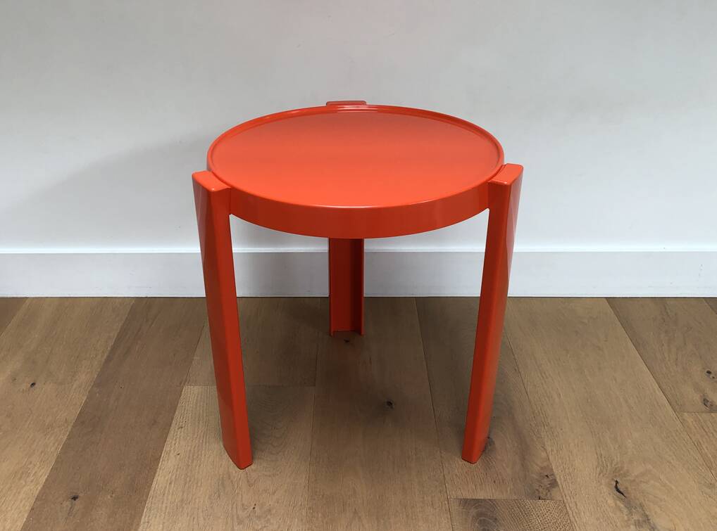 Small vintage orange round table 1970