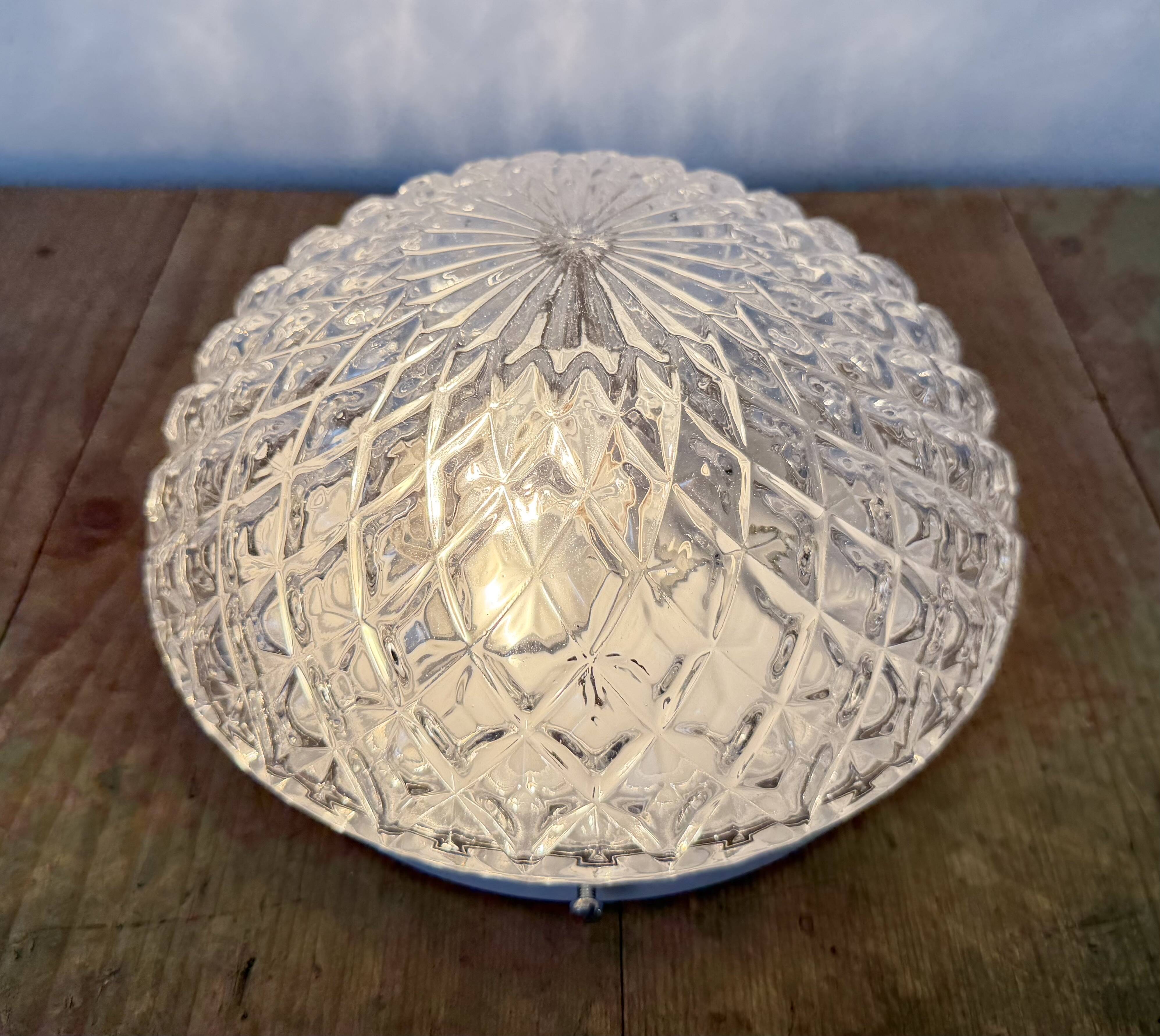 Vintage Glass Wall or Ceiling Light, 1970s