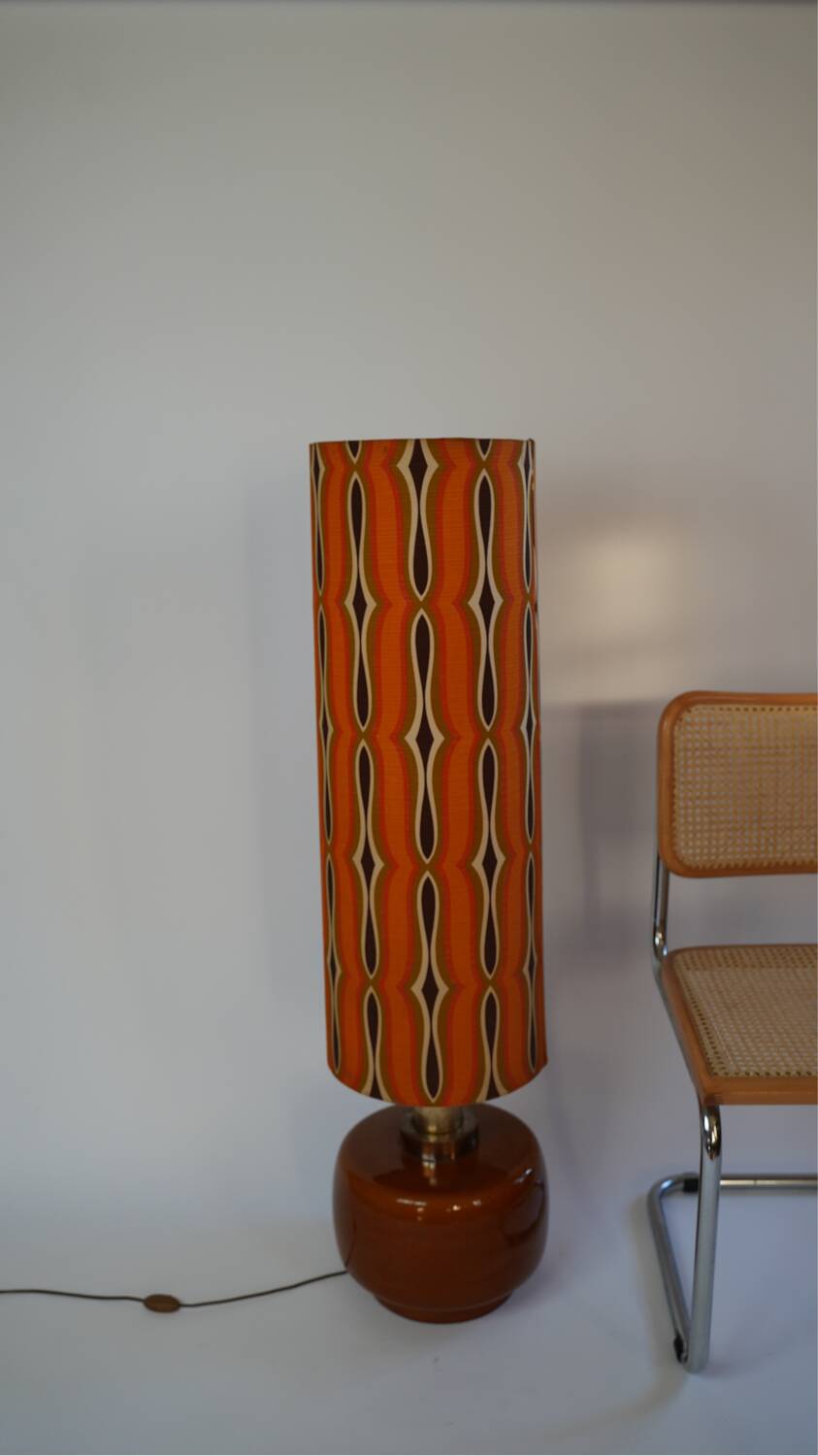 Giant flower power floor lamp in orange ceramic