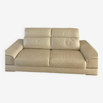 BEIGE LEATHER SOFA