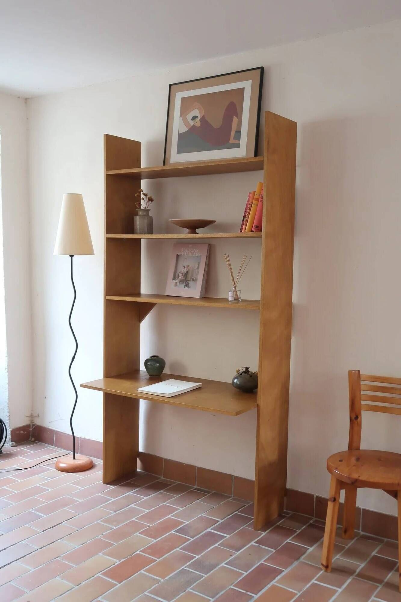 Birch plywood bookshelf, desk top.