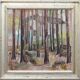 Original mid-century Swedish oil on panel – “Tree Trunks” by Harry Wichmann – dated 1953 – vintage & framed – 69 × 71 cm