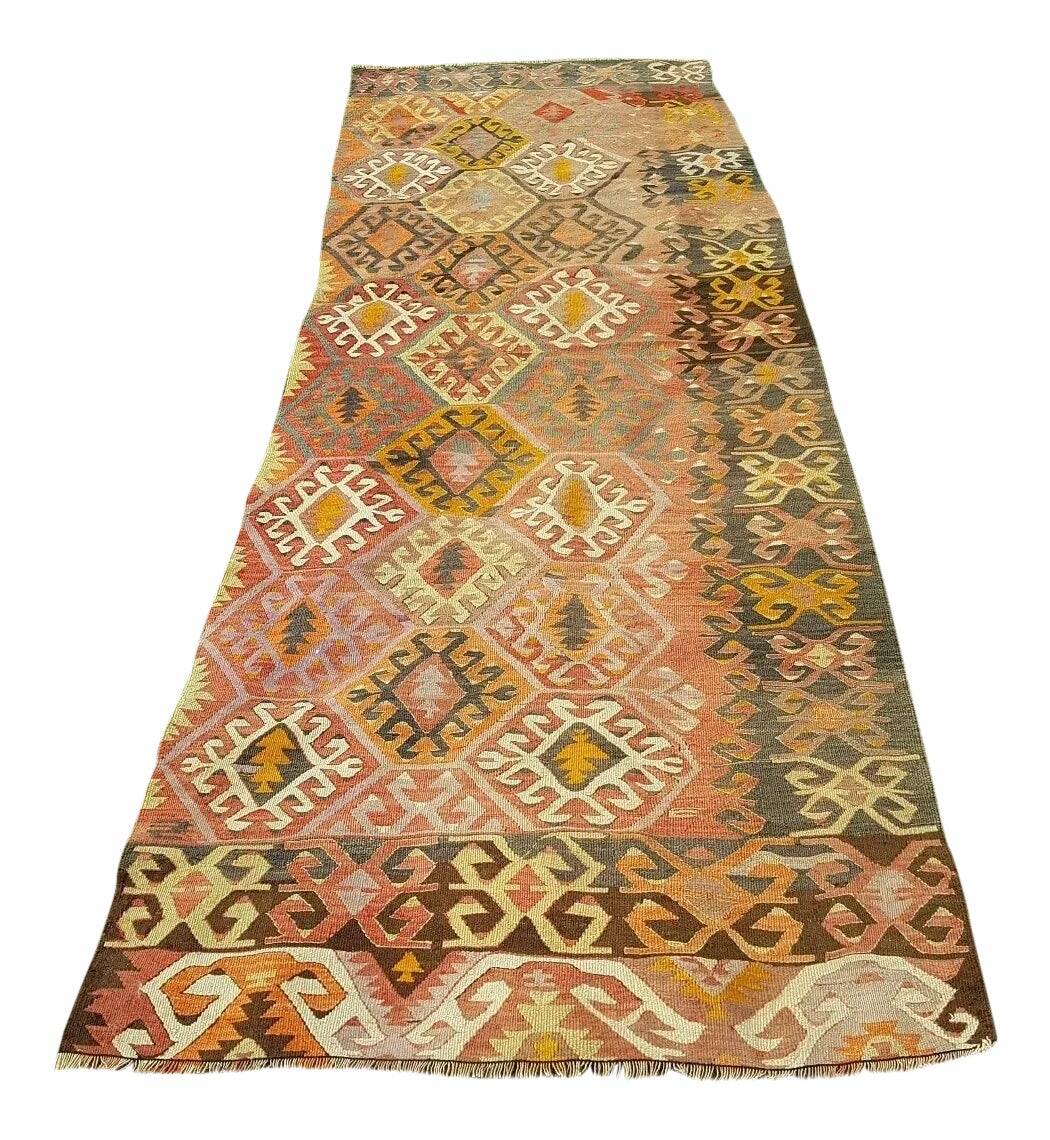 Vintage Turkish hallway rug 92x273 cm