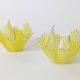 Pair of "Gingham" Chance Brothers cups with yellow checkered pattern and wavy edges.