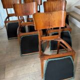 6 beech and teak chairs - Denmark 1940s