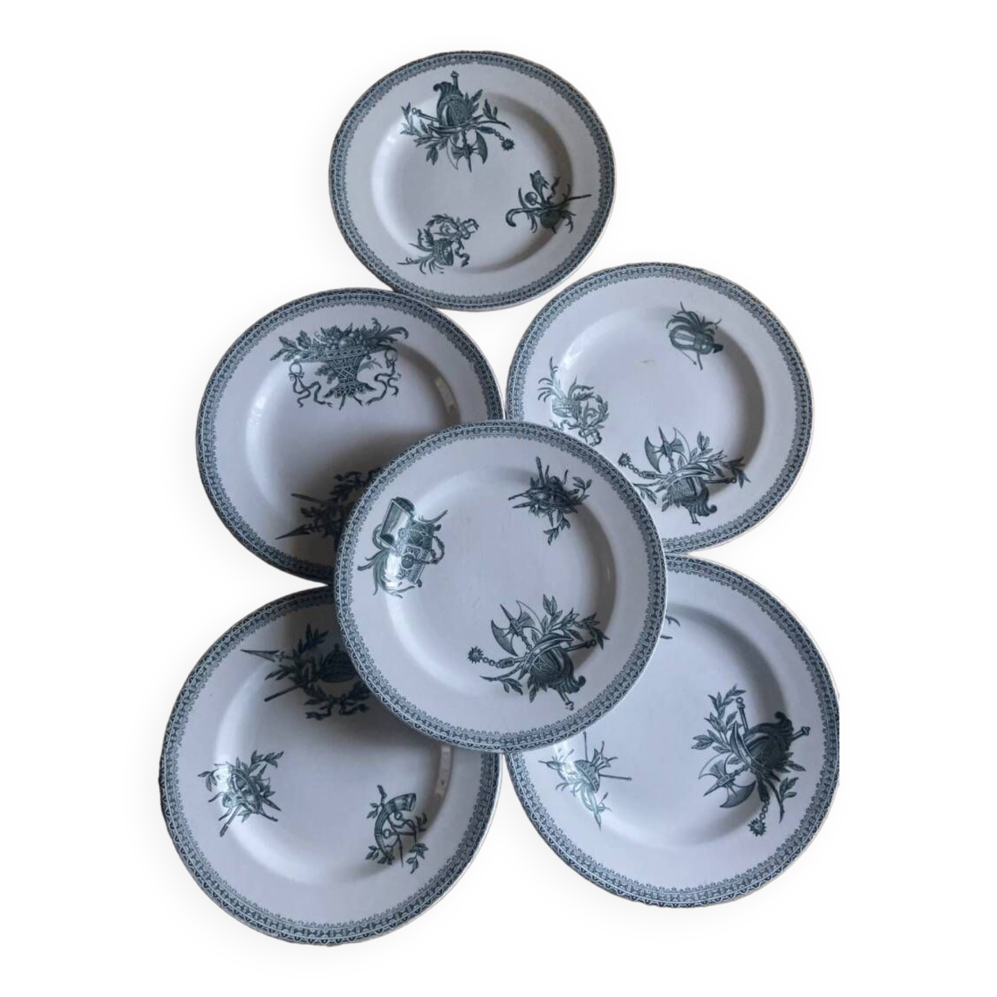 Lot De 6 Assiettes Anciennes En Porcelaine Meissen - Allemagne - Excellente Qualité