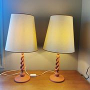 Paire de lampes vintage en bois torsadé