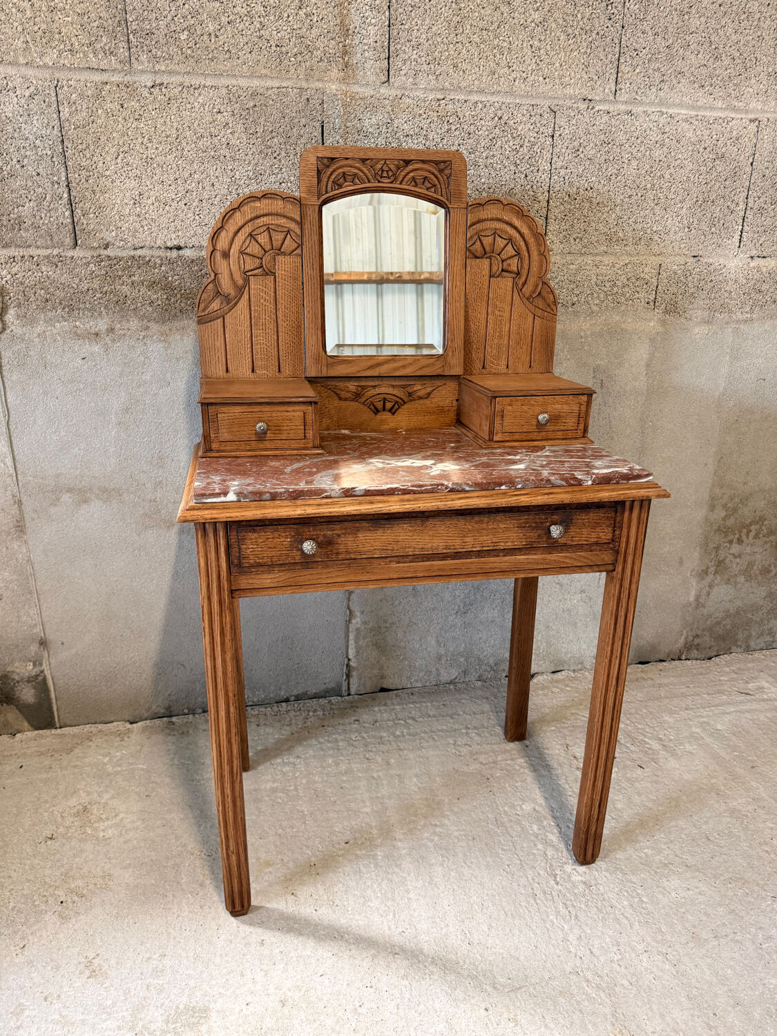 Antique carved oak hairdresser – art deco style