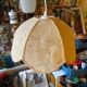 Vintage woven straw bell pendant light