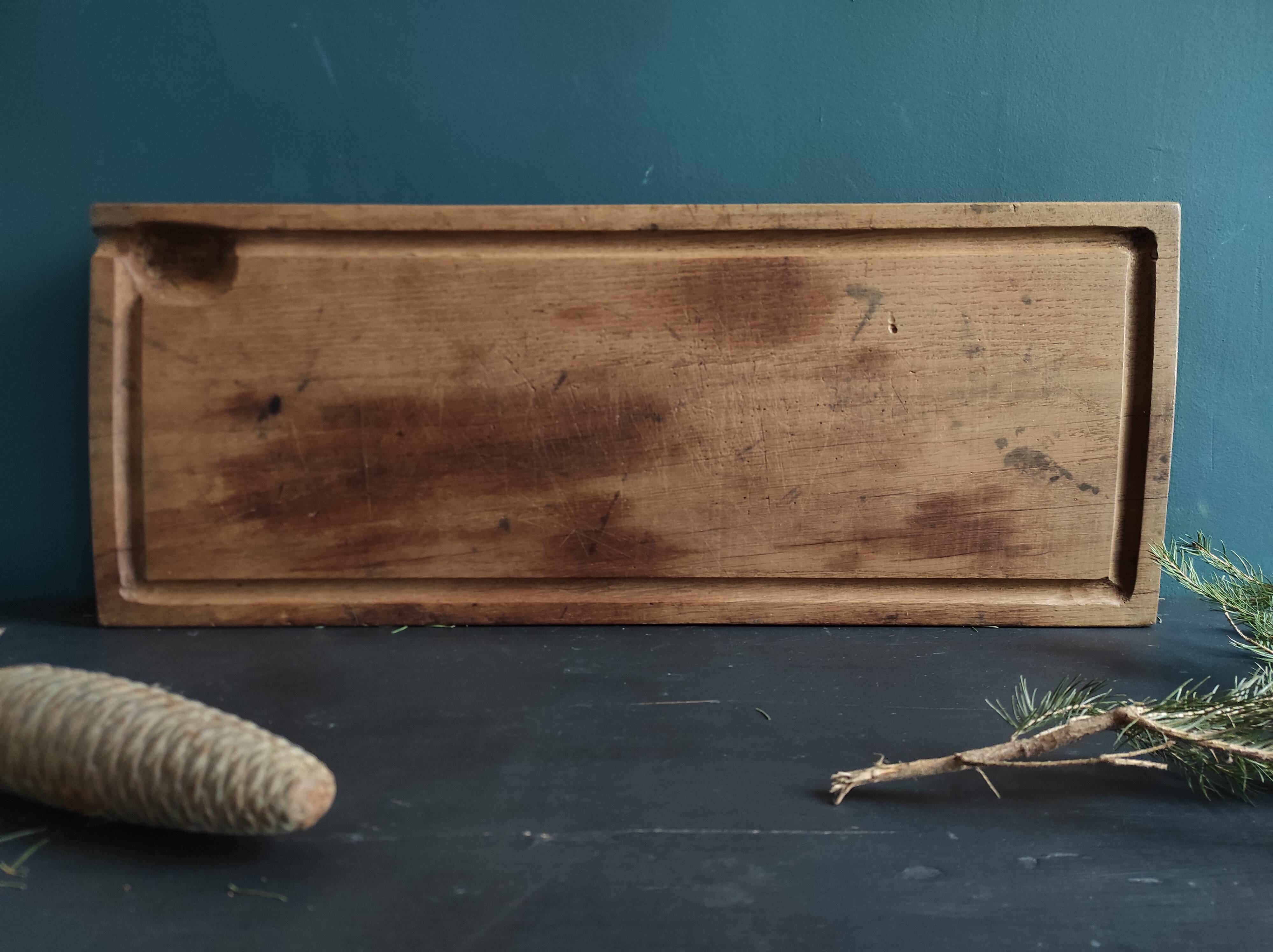 Large and heavy vintage French wooden chopping board