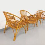 Set of 4 vintage rattan armchairs from the 60s