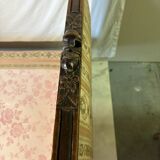 Antique Louis XVI style daybed in carved wood and patterned fabric