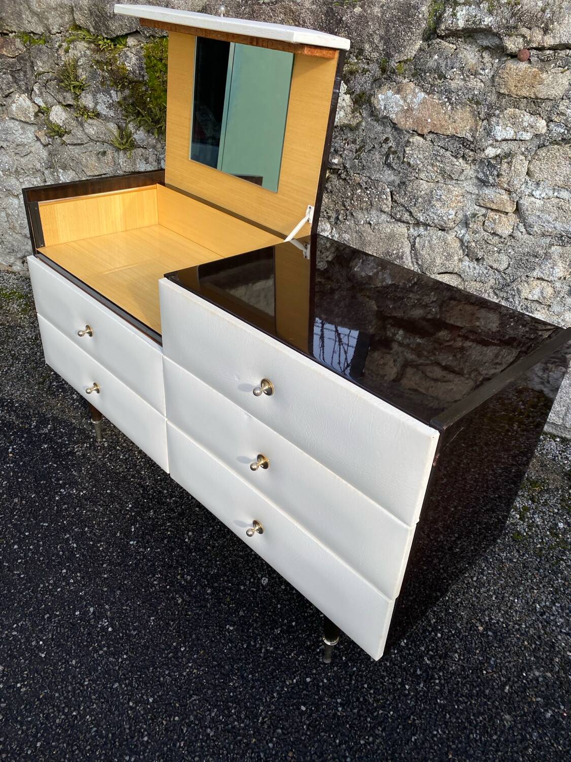 VINTAGE DRESSING TABLE WITH 6 DRAWERS 1960-1970 ROGER LANDAULT