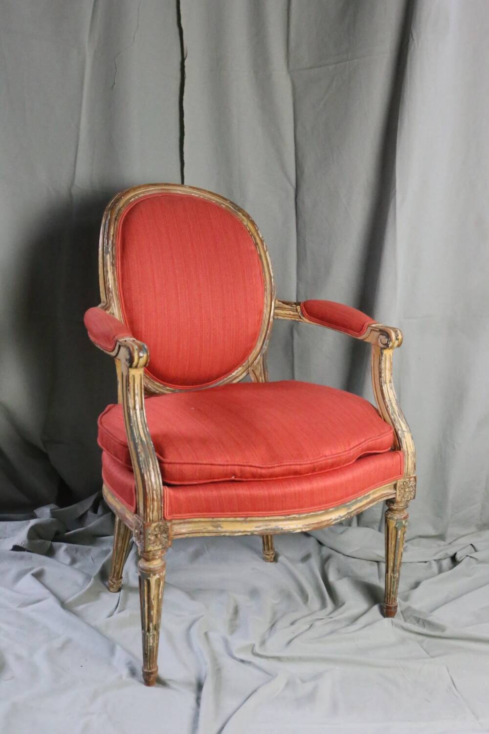 Louis XVI style cabriolet medallion armchair