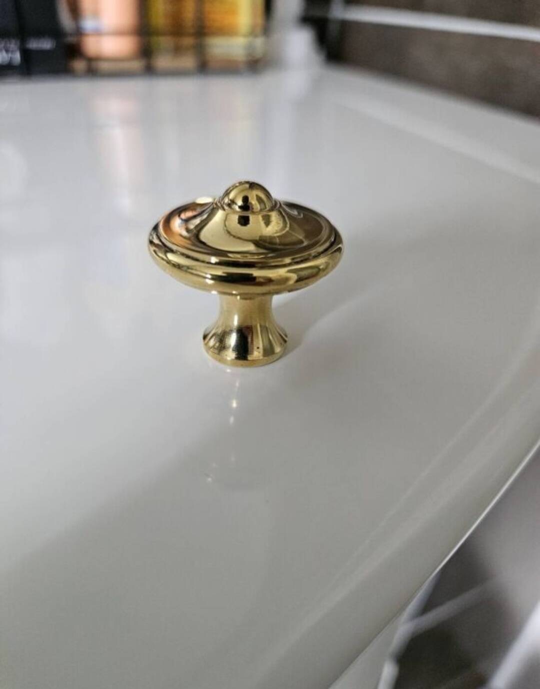 6 polished brass furniture knobs