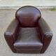 Burgundy brown leather living room sofa and club chair