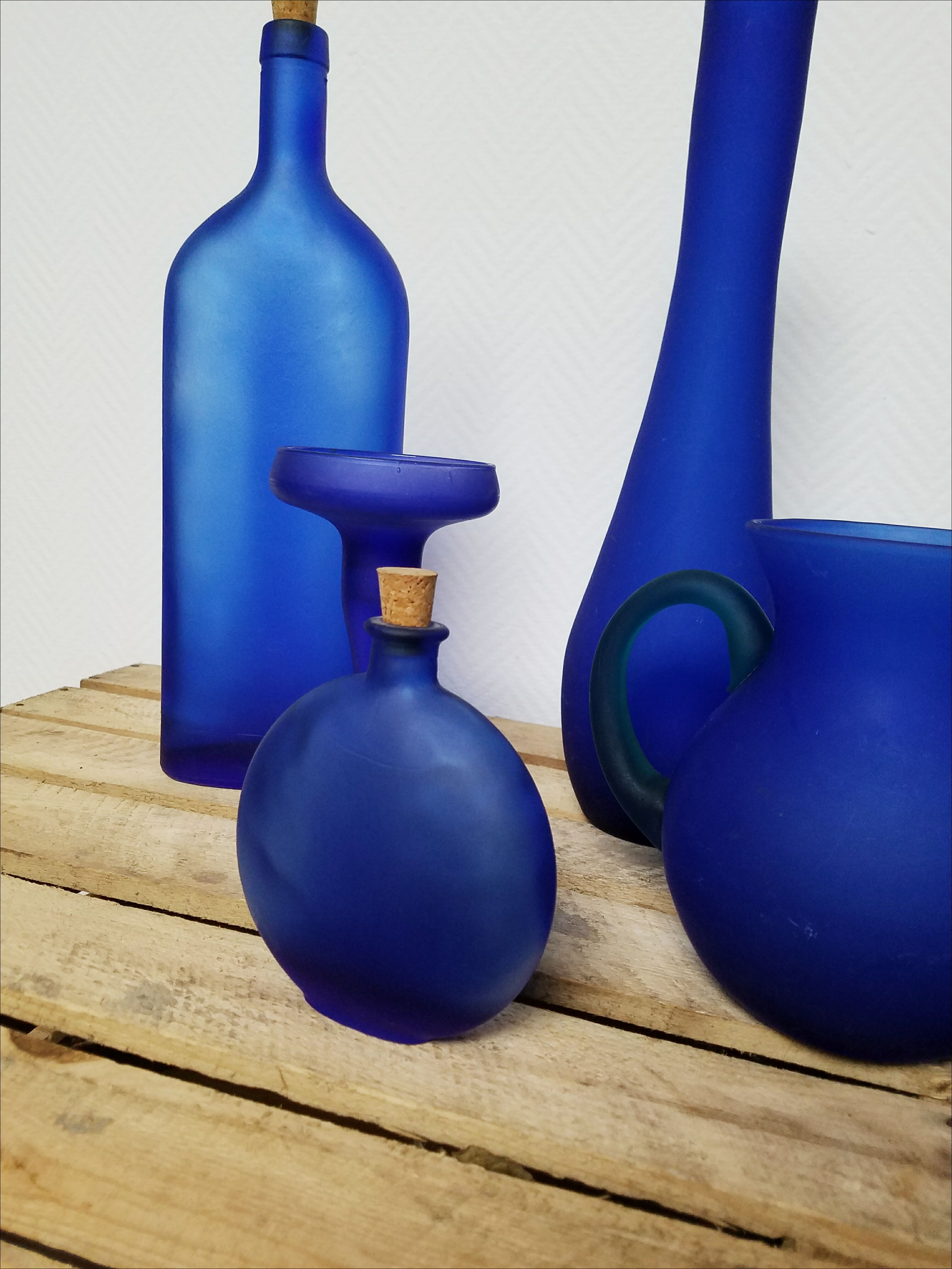 Olive-lot of vases-blue