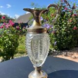 Ewer in molded Murano Venetian glass and metal