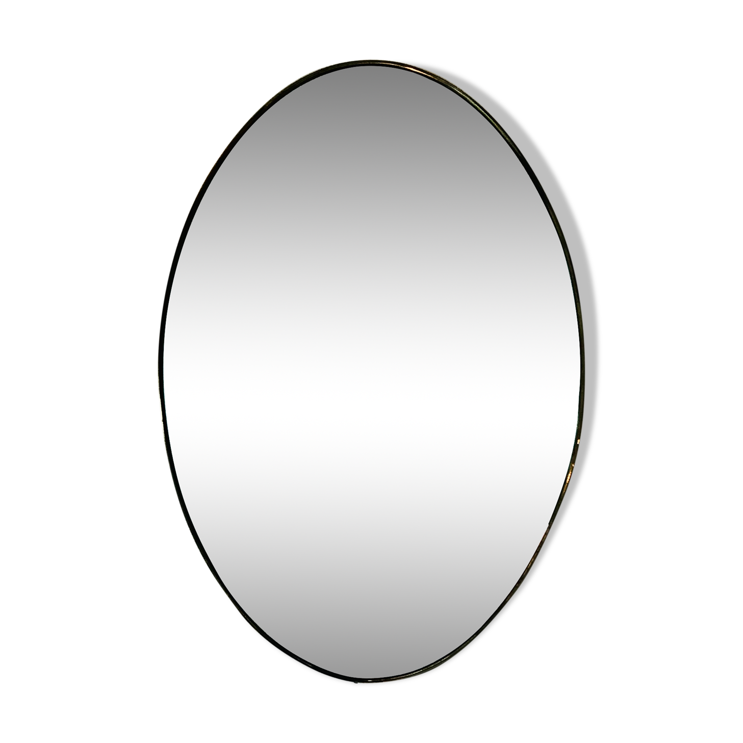 Oval brass mirror, Italy, circa 1960.