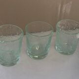 3 glasses in blown glass and green bubble from the glassworks of Biot signed and collector