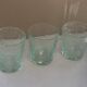 3 verres en verre soufflé et bulle vert de la verrerie de biot signés et collector