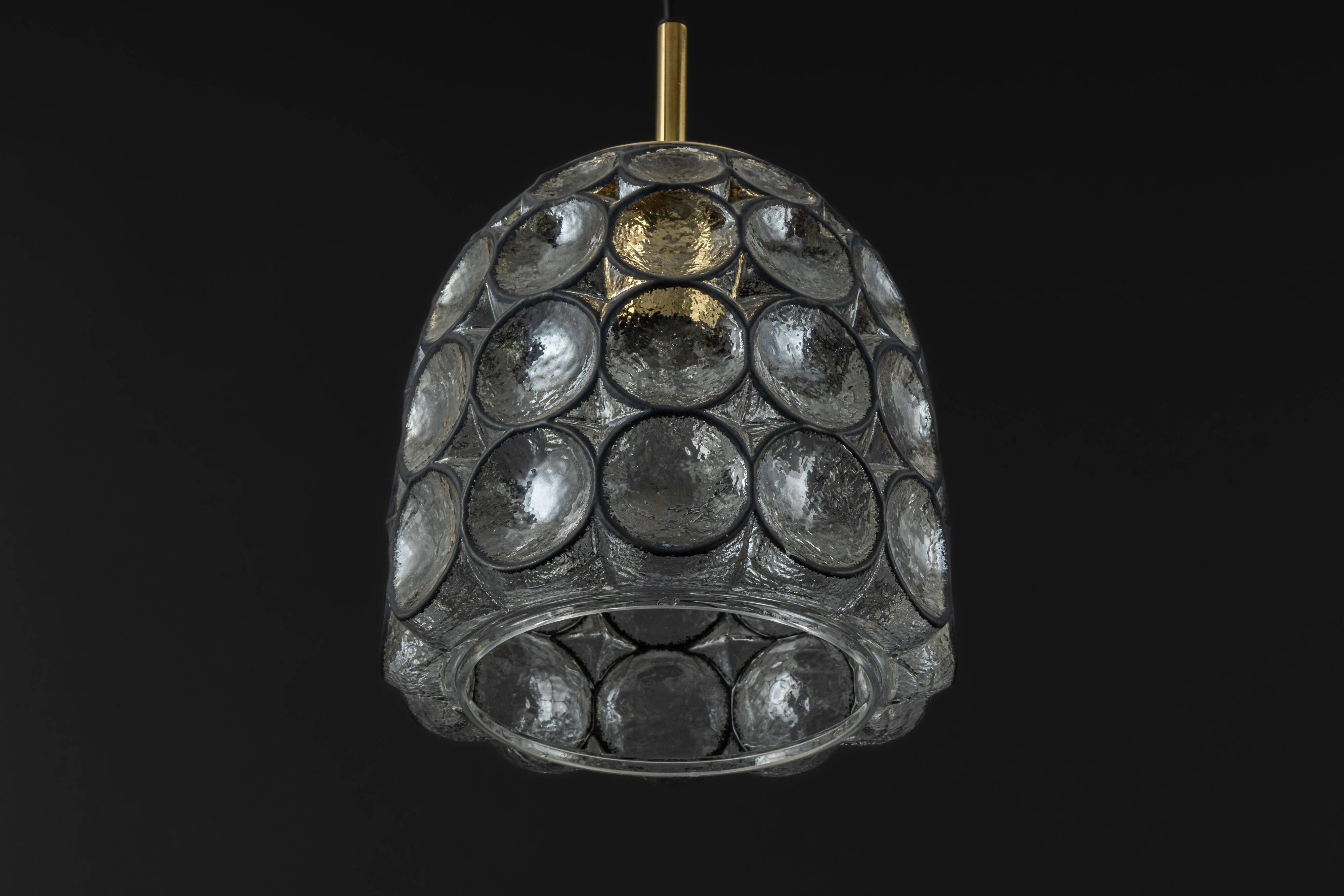 Iron and clear glass pendant by limburg, germany, 1960s.