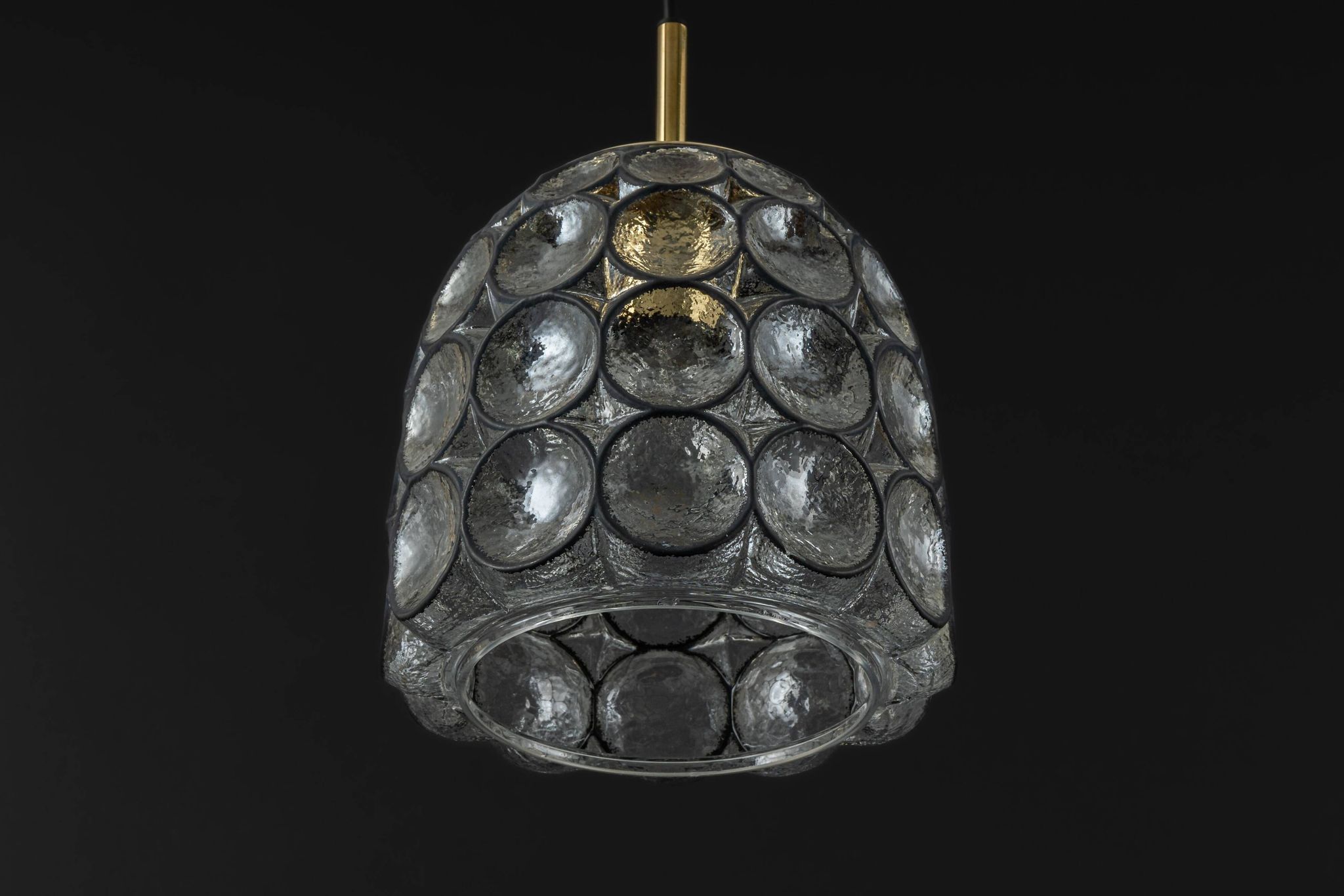 Iron and clear glass pendant by limburg, germany, 1960s.