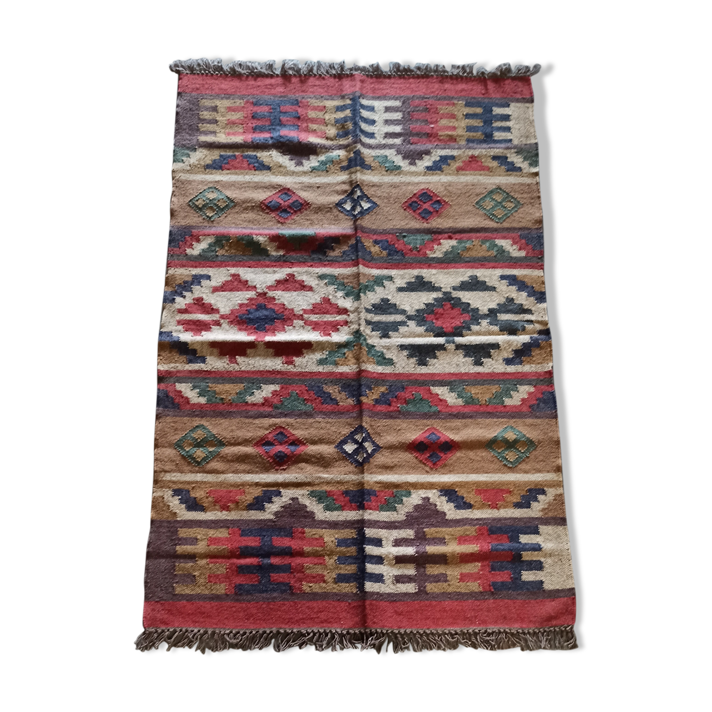 Kilim carpet in burlap and cotton. 120cm x 190cm